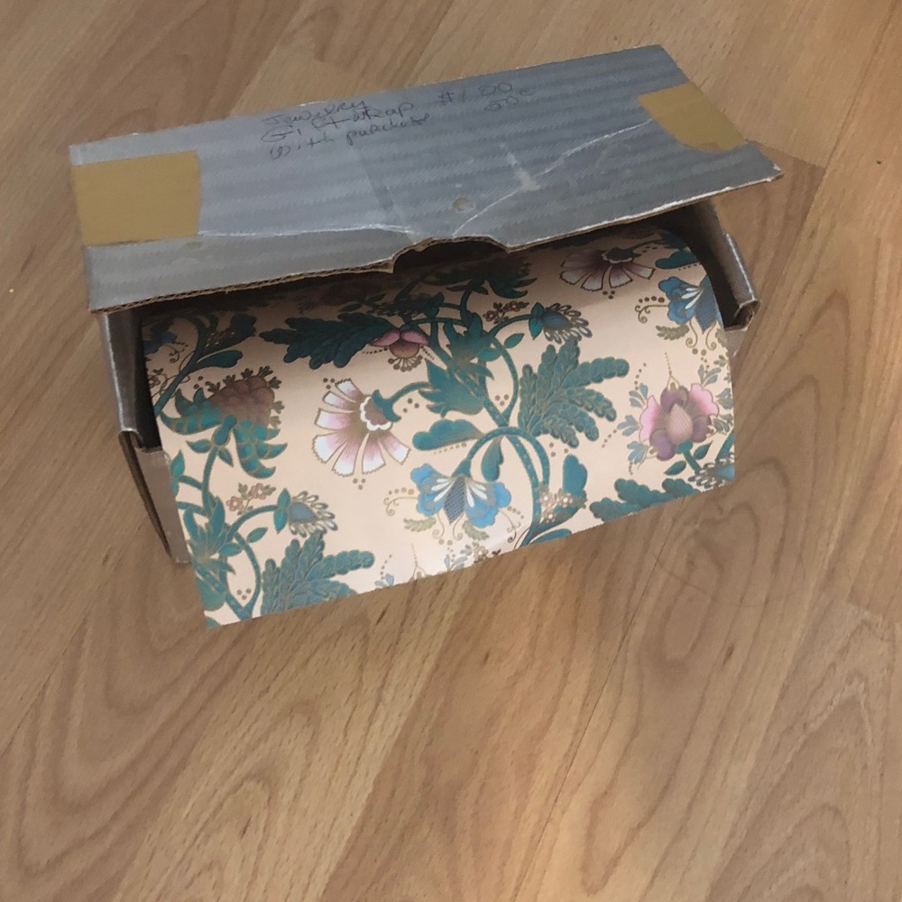 Floral gift wrap Roll in Cream with Teal and Pink Floral Print